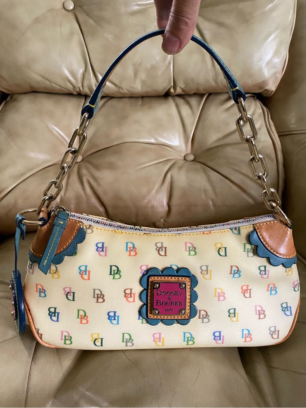 Vintage Dooney & Bourke Mini Handbag USA Pink Heart Rainbow - Picture 2 of 16